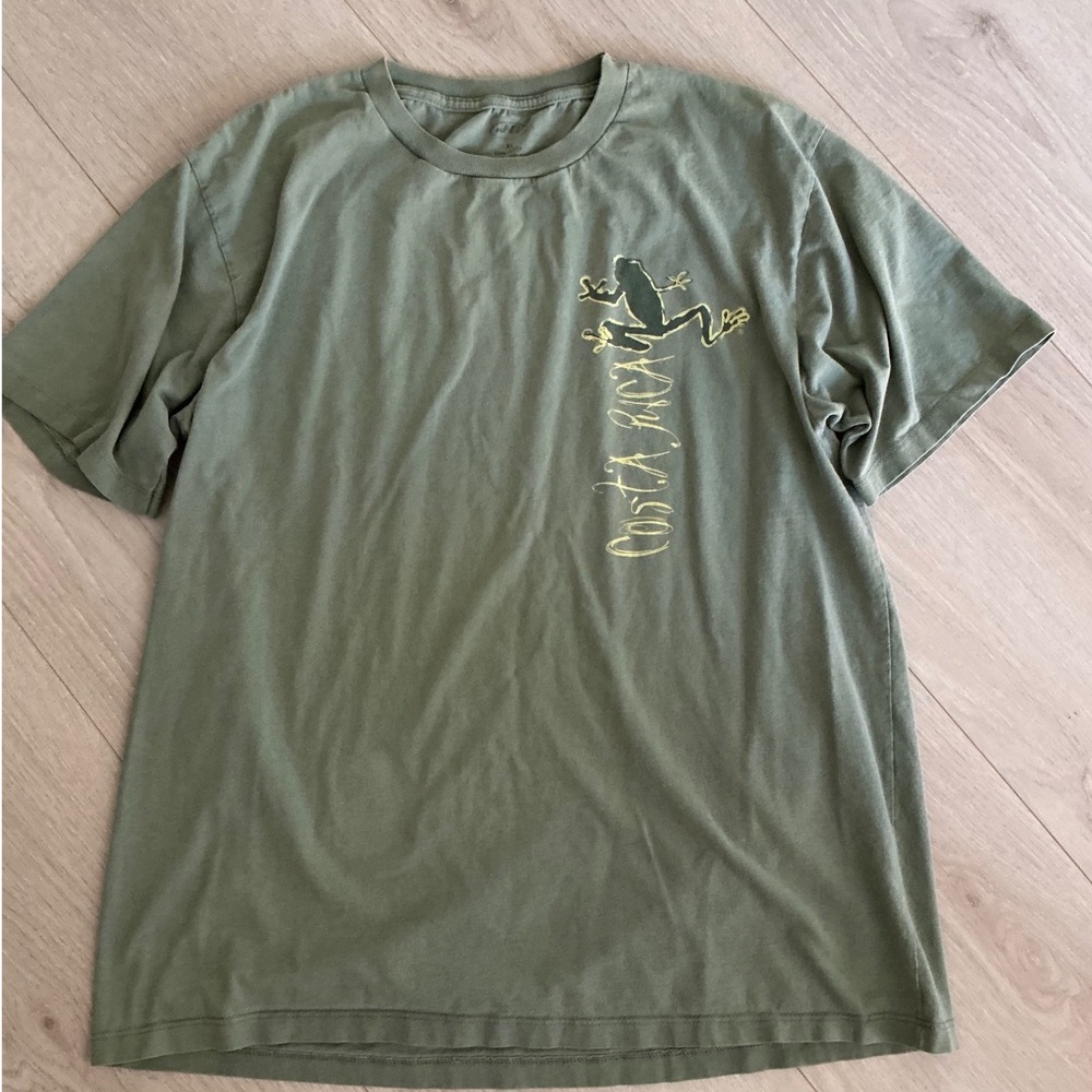 JB Costa Rica Pura Vida Frog Graphic T-Shirt Olive Green XL Cotton Mens